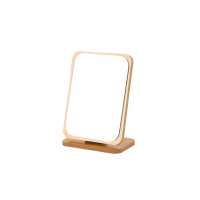 【夢巴黎】木質化妝鏡 16*22cm(化妝鏡 桌面 簡約 木質化妝鏡 鏡子 梳妝鏡 鏡 折疊鏡)