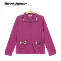 【Kinloch Anderson】質感前片貼袋蝴蝶結滾格外套 金安德森女裝(紫)