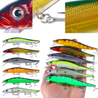12CM 13.6g Suspension Minnow Fishing Lure Top Water Hooks Weight Lure Hard Minnow Swimbait Treble Wobbler Pesca Strong Syst L8S9