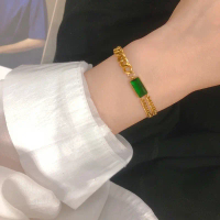 gelang wanita rantai gold titanium gelang wanita layer kotak titanium gelang wanita fashion korea Br