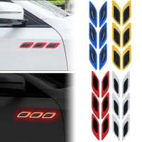 6pcs Car Reflective Carbon Fiber Sticker 3D Reflective Strips Night Safety Warning Reflector Tape Stickers Exterior Accessories