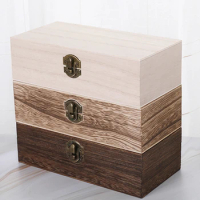 1pc Wooden Solid Color Jewelry Box, Desktop Storage Box