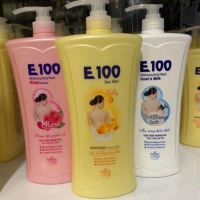 E100 Sữa Tắm Silky 1.2L - Công Thức Làm Trắng Từ Sữa Tắm E100 & Chiết Xuất Hoa Hồng & Sữa Dê Cho Làn