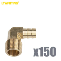 LTWFITTING 90 Degree Elbow Brass Barb Fitting 1/2 ID Hose x 1/2-Inch Male NPT Air(Pack of 150)