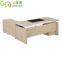 APP下單享點數4%｜【綠家居】奧卡白橡色6尺總裁辦公桌組合(辦公桌＋活動櫃＋開門櫃)