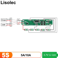 5S Li-ion BMS 18V 18.5V 21V 5A 10A PCB PCM For 18650 Lithium Battery Power Bank Electrical Tools