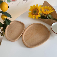 ins簡約日式實木餐盤創意不規則橢圓點心水果盤桌面收納擺拍道具