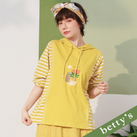 betty’s貝蒂思　連帽條紋拼接繡花T-shirt(黃色)