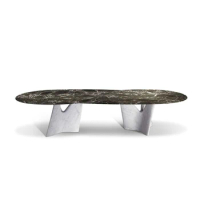 Italian light extravagant marble table and chair combination simple modern high-end household rectangular designer dining table