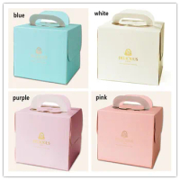 Free Shipping 50pcs/lot "Delicious" Gold Stamping Portable Decorating Cake Box 6 inch 8 inch Pink/ Purple/ White/ Blue