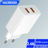 Dual USB Charger Quick Fast Charging QC3.0 Portable Mobile Phone Travel Wall Adapter for iPhone 13 12 Pro Samsung S23 Xiaomi 14