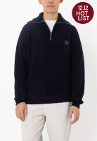 Maison Kitsune Bold Fox Head Patch Half Zip Ribbed Jumper (ik)