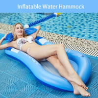 Inflatable Water Hammock Swimming Pool Beach Water Hammock Air Mattress Lounger Floatings Bed Row Foldable Sleeping Cushion Bed