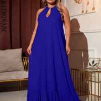 LOVE&amp;LEMONADE Plus Size Sexy Hanging Neck Sleeveless Backless Party Maxi Dress LM83203-APLUS