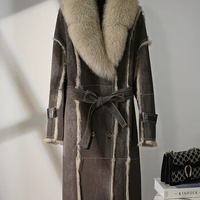 2023 winter genuine fur integrated coat for women, medium length fur collar, rabbit inner lining, fur coat, youthful
