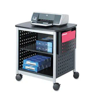 Printer Stand Desk Organizer Rolling Cart with Adjustable Shelf Desktop Printers Mobile Stand Black/Silver Dual Wheel Casters