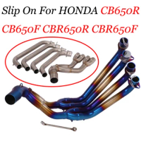Full Motorcycle GP Exhaust System Front Middle Link Pipe Espace Moto Slip On For Honda CB650F CB650R CBR650R CBR650F 2014-2022
