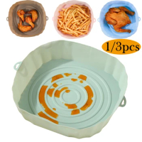Silicone Air Fryers Oven Baking Tray Fried Chicken Basket Mat Fryer Pot Round Replacement Grill Pan Airfryer Accessories Kitchen
