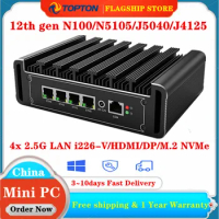 4x 2.5G LAN i226-V Solid Intel N100 Firewall Appliance Fanless Mini PC N5105 N6000 J4125 NVMe Mini Computer pfSense Proxmox Host