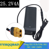 25.2V 4A 25.2v4a lithium li-ion battery charger for 6 Series 21.6V 22.2V 24V lithium li-ion Li-polymer battery pack XT60 Plug