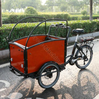 3 Wheels Pedal Electric Dutch Adult Tricycle Cargo Bike Family Tricycle Transport Kids Pets For Sale Factory Price Customized