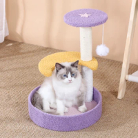 Pet Cat Climbing Frame Wooden Scratching Posts Cute Cat Tree Tower House High Quality Wood Cat Tree