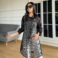 Fiona Tunik Outer Silang Brukat Etnik Outer Brukat Kondangan / Tunik Lebaran Baju Hari Raya / Outer 