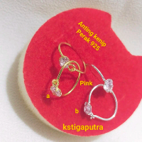 Anting Kenip Mata Pink Bayi,Anak  Perak 925