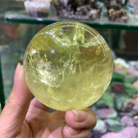 Bi Cầu Thạch Anh Vàng Tự Nhiên chất trong - Citrine (1 bi)