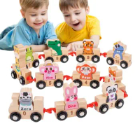 Wooden Train Set For Toddler Wood Train Toys Train Track Accessories Wood Train Set For Kids Party Favors Educational Toys