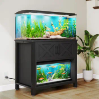 40-50 Gallon Metal Aquarium Stand Cabinet w/Power Outlets Turtle Fish Tank Stand
