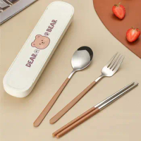 School Office Lunch Box Travel Stainless Steel Tableware Fork Spoon Chopsticks Set Cutlery Set Dinnerware