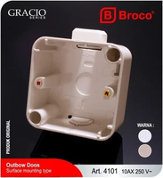 Broco Outbow Doos Galleo Gracio 4101 Original - OB Dus Kotak Dudukan Tempel Saklar Stop Kontak Putih
