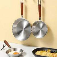 A39-  (小号) 迷你煎鍋 不鏽鋼 平底鍋 單柄 無塗層 家用小鍋 輕便煎蛋 專用鍋