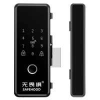Smart Glass Door Biometric fingerprint lock RFID Card Code Remote control Phone App Wifi Tuya Office Electric Lock Sliding door