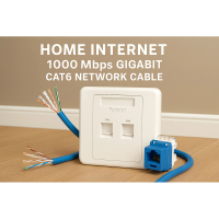 Panduit 家居阻燃裝修組合套裝:電競級 100米 1000Mbps (1Gbps) 千兆網速 Cat6 LSZH 家居低煙無毒(鹵)網路線+ 86x86mm 2 端口扁平面板+ RJ45 6類模