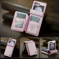 Flip Case Phone Cover For Samsung Galaxy Z Flip 5 Z Flip4 Z Flip 3 Anti Theft Brush Wallet Card Phone Case