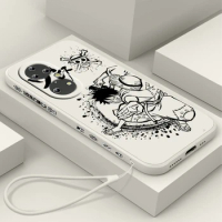 One Piece Luffy Anime Cartoon Liquid Left Rope Phone Case For Huawei P50 P40 P30 P20 Pro Lite Nova Y9S Y9 Y70 Y90 Y61 5T 5G