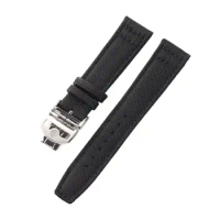 PCAVO Canvas Leather Watchband Strap for IWC Watch with New Deployment Folding Buckle Correa de reloj Nylon Bracelet