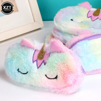 cute pencil case plush unicorn pen stationery bag creative ruler rubber learning stationerys gift for students kids children