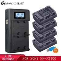 1-4pcs 2280mAh NP-FZ100 NPFZ100 NP FZ100 Battery + LCD Dual USB Charger for Sony A6600 a7m3 a7rm3 a7r3 a9 a9R a7R a7 a7c a7r4