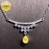 18K gold necklace natural 0.12ct yellow diamond and 0.19ct white diamonds necklace 001