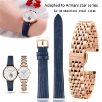 Genuine Leather Strap Blue Substitute Armani Armani Watch AR60020 AR11269 Women's Stainless Steel Strap