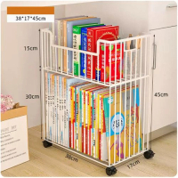 收納置物架【（米白色-大號）雙層帶輪】  