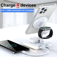 4 in 1 Wireless Chargers Stand For iPhone 12 13 Pro Max Mini Magnetic Charging Dock Station For Airpods Pro/Apple Watch Charger
