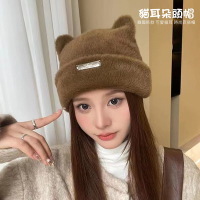 韓國熱銷 可愛貓耳朵頭帽 仿貂毛保暖毛帽 造型帽子