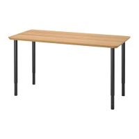 ANFALLARE/OLOV 書桌/工作桌, 竹/黑色, 140x65 公分