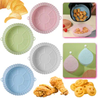 Silicone Air Fryers Liners Reusable Air Fryers Oven Baking Tray Pizza Fried Chicken Basket Mat Airfryer Silicone Pan Accessories