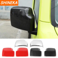 SHINEKA Car Stickers for Suzuki Jimny 2019+ ABS Carbon Fiber Rear Mirror Decal Frame Cover Trim Fit For Suzuki jimny 2019 2020