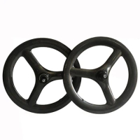 20“ 451 Tri-Spoke Wheels V brake disc 48mm x 25mm Front 100mm Rear 130mm 135mm 3 spokes Folding Bike Tubeless Carbon wheelset